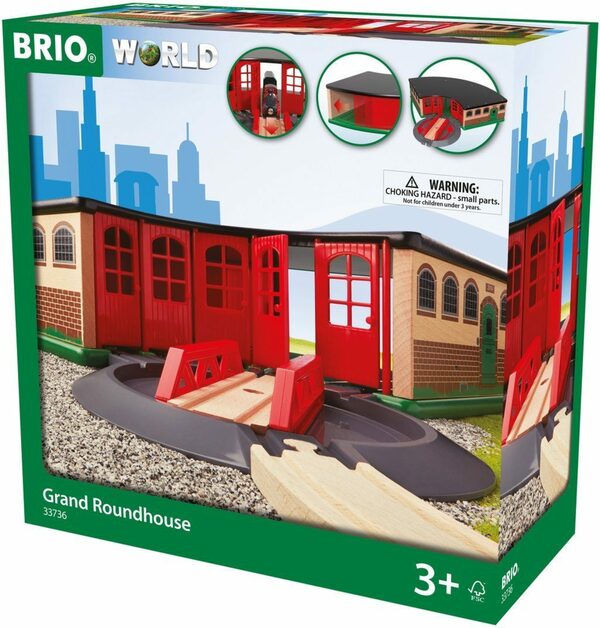 Bild 2 von BRIO® Spielzeugeisenbahn-Gebäude Holzspielzeug, BRIO® WORLD, Großer Ringlokschuppen, FSC® - schützt Wald - weltweit