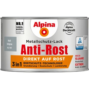 Alpina Metallschutz-Lack Anti-Rost Hellgrau matt 300 ml