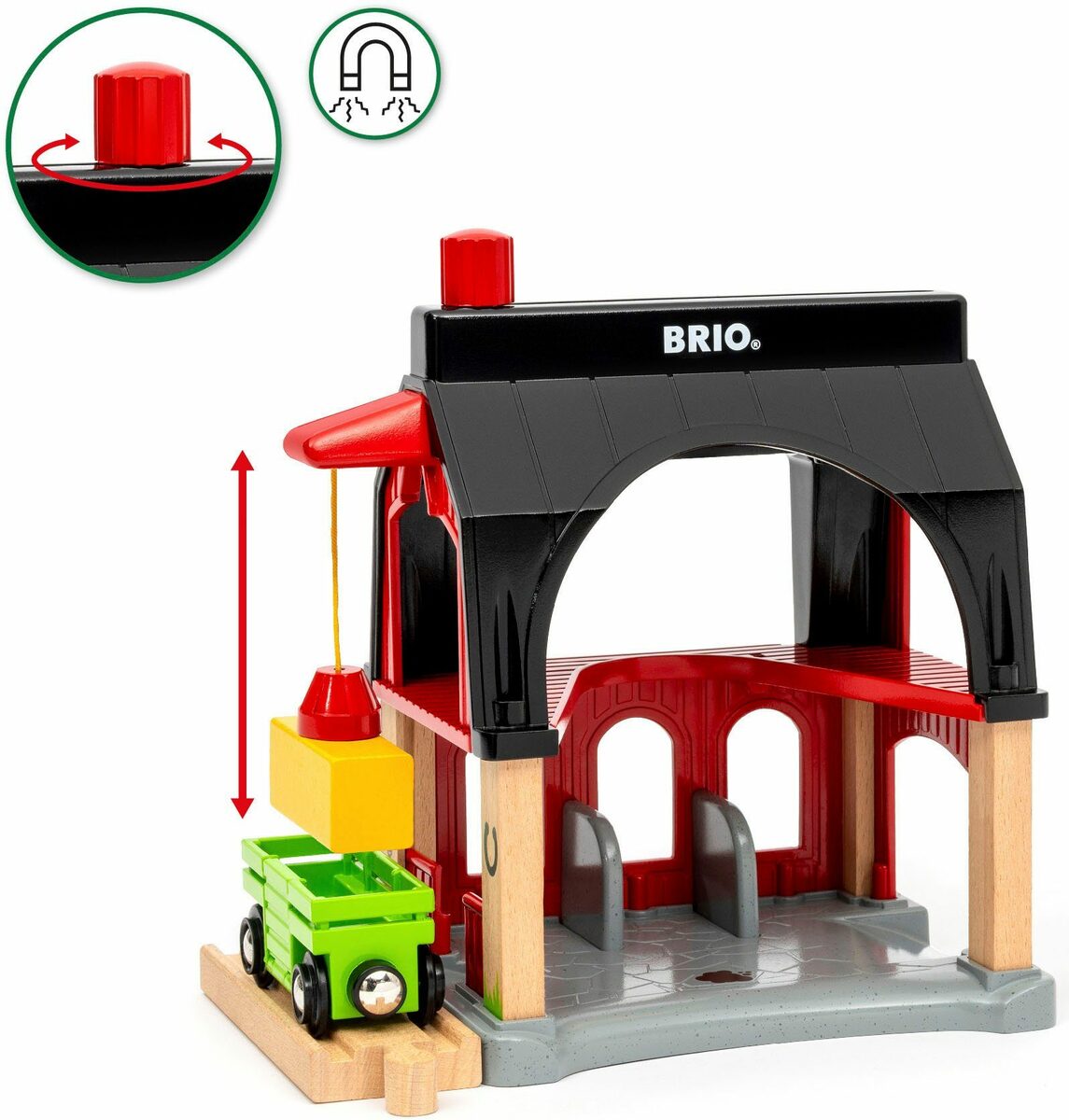 Bild 2 von BRIO® Spielzeugeisenbahn-Gebäude Holzspielzeug, Tierscheune mit Heuwaggon, FSC® - schützt Wald - weltweit