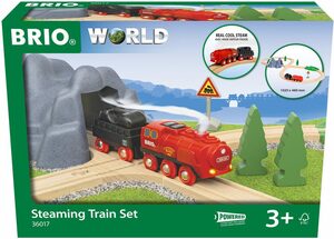 BRIO® Spielzeug-Eisenbahn Holzspielzeug, BRIO® WORLD, Batterie-Dampflok Set, FSC®- schützt Wald - weltweit