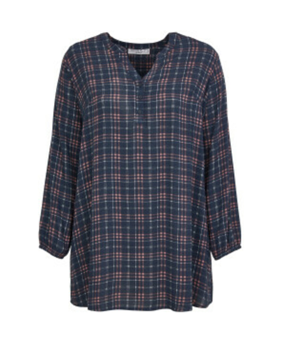 Bild 1 von Longbluse kariert
       
      Janina curved Y-Ausschnitt
   
      dunkelblau kariert