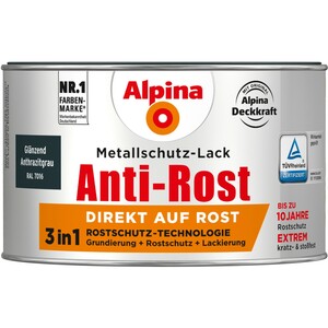 Alpina Metallschutz-Lack Anti-Rost Anthrazitgrau glänzend 300 ml