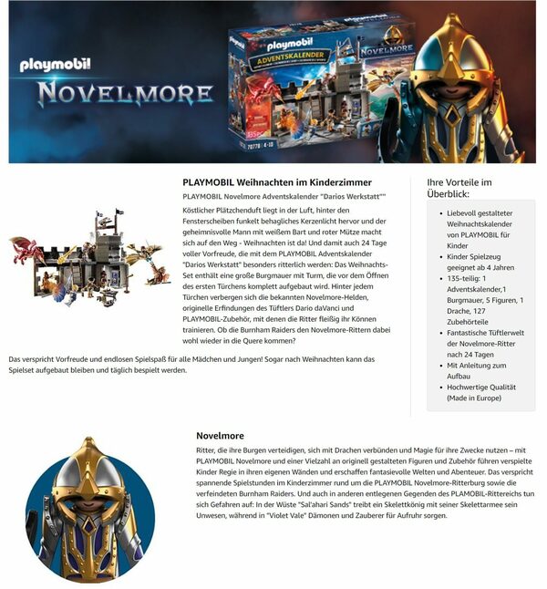Bild 2 von Playmobil® Adventskalender Novelmore Adventskalender 2023 - Advent Kalender Jungs & Mädchen (Konstruktionsspielsteine Kinder Erwachsene Konstruktion Spielzeug), Werkstatt Dario, Spielset, Jung