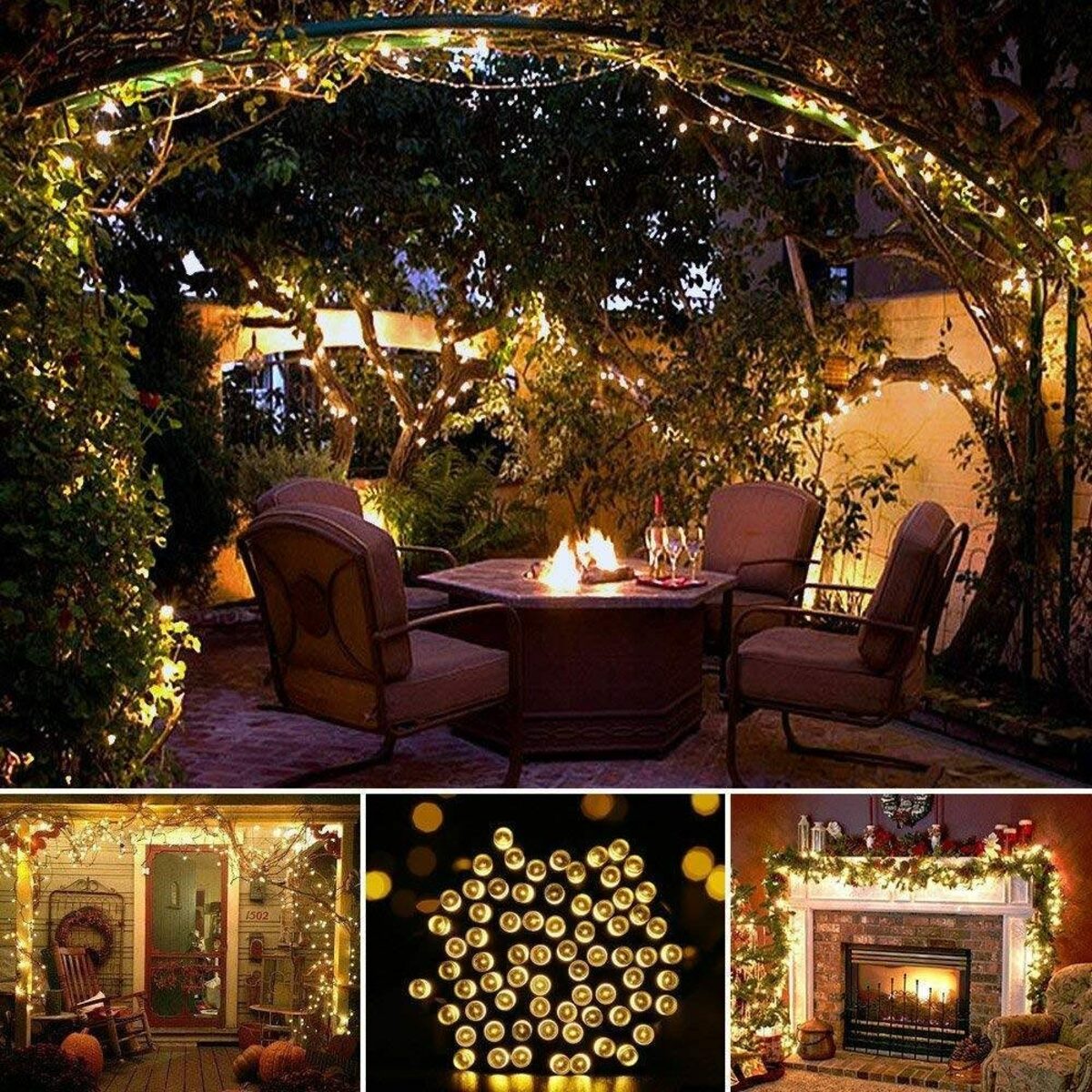 Bild 3 von Sunicol LED-Lichterkette 10/20/50/100M, wasserdicht, 8 Funktionen, Lichtsensorsteuerung, für Haus Garten Party Weihnachten Deko