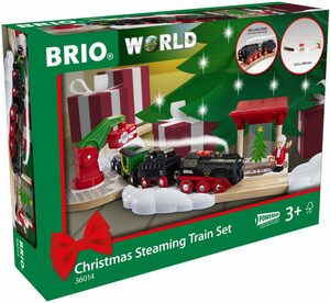 BRIO® Spielzeug-Eisenbahn Holzspielzeug, BRIO® WORLD, Batterie-Dampflok Weihnachts-Set, (Set), FSC®- schützt Wald - weltweit