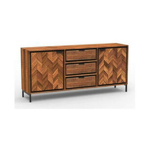 Livetastic Sideboard, Schwarz, Akazie, Metall, Akazie, Holz, 2 Fächer, 3 Schubladen, 175x80x45 cm, stehend, Wohnzimmer, Kommoden & Sideboards, Sideboards