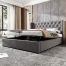 Bild 2 von OKWISH Polsterbett Doppelbett Stauraumbett (Hydraulisch anhebbarer Bettstauraum), mit Lattenrost und Bettkasten, 140 x 200 cm