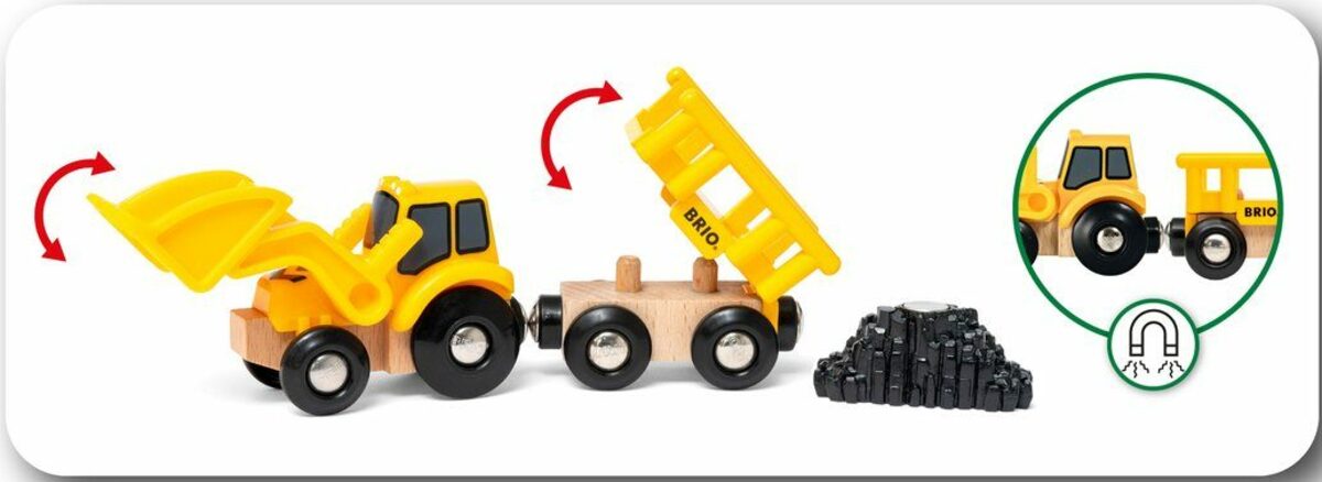 Bild 3 von BRIO® Spielzeug-Eisenbahn Baustellenfahrzeuge, (Set, 3-tlg), Kipper, Walze und Bagger m. Anhänger; FSC® - schützt Wald - weltweit