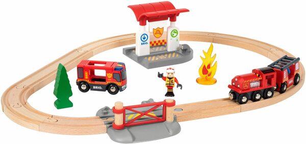Bild 1 von BRIO® Spielzeug-Eisenbahn Holzspielzeug, BRIO® WORLD, Feuerwehr Set, (Set), mit Licht und Soundfunktion, FSC®- schützt Wald - weltweit