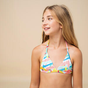 Bikini-Oberteil Triangel Tea 100 Surfen Mädchen weiss Weiß