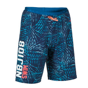 Schwimmshorts - 100 Long All Palm Jungen blau Blau|orange|rot|türkis