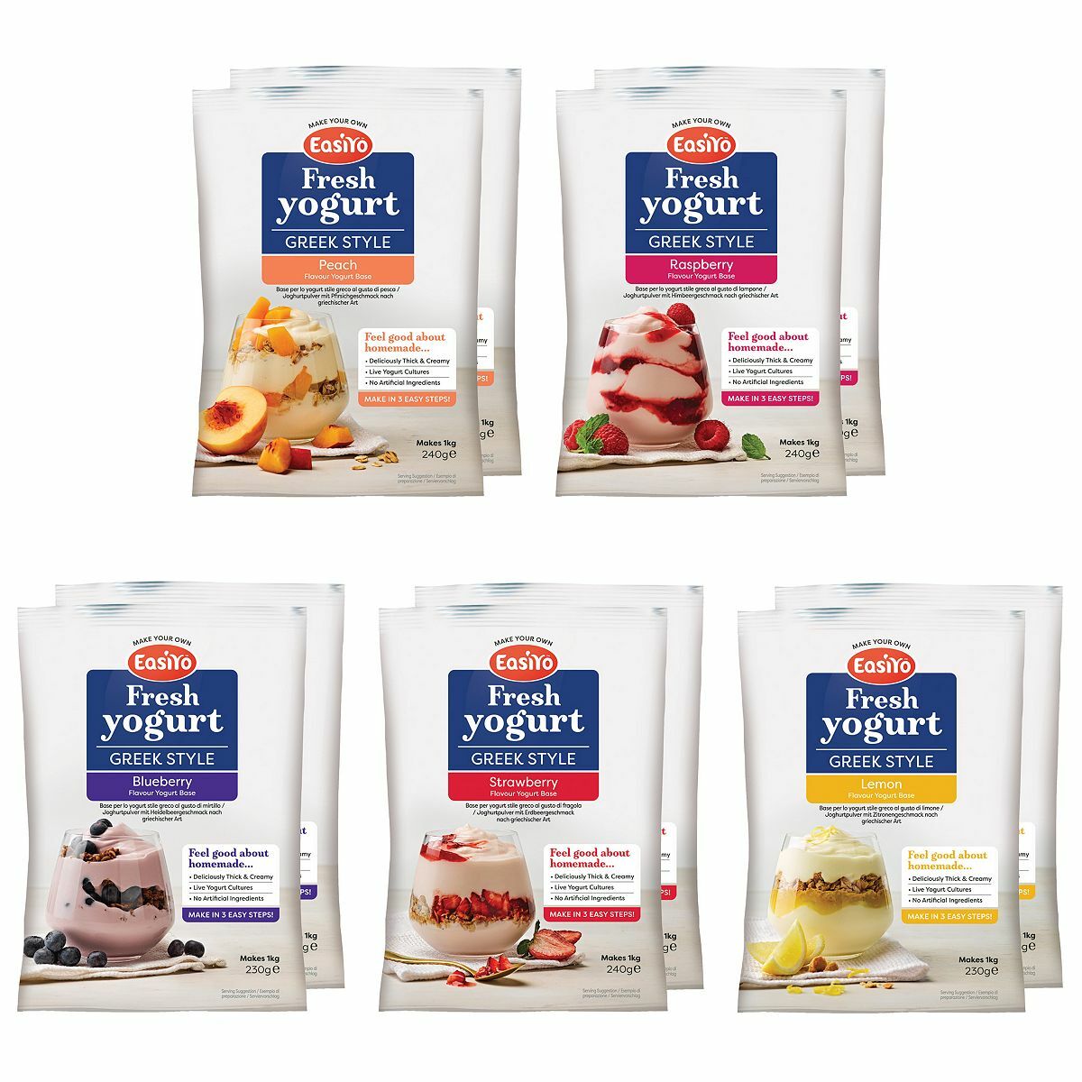 Bild 1 von EASIYO Joghurtpulver 10 Beutel für 10kg bunter Obstkorb 5 Sorten