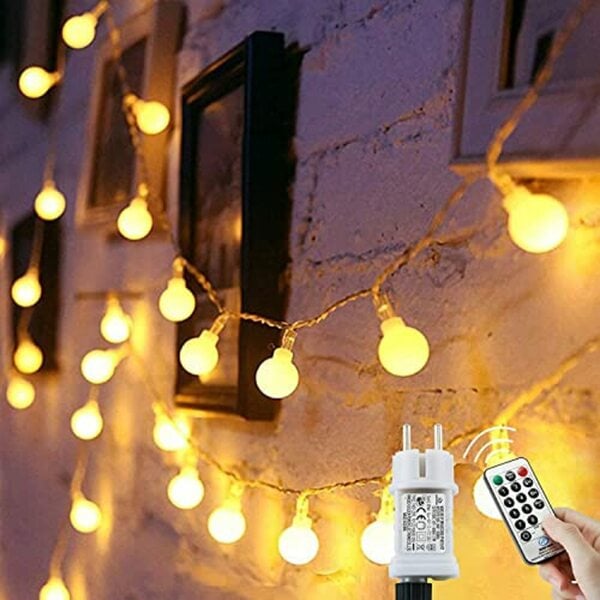 Bild 1 von [120 LED] Lichterkette Kugel, 15M 8 Modi und Merk Funktion,lichterketten außen/innen mit Stecker, ideale party deko, kinderzimmer, balkon,weihnachtsbeleuchtung usw.