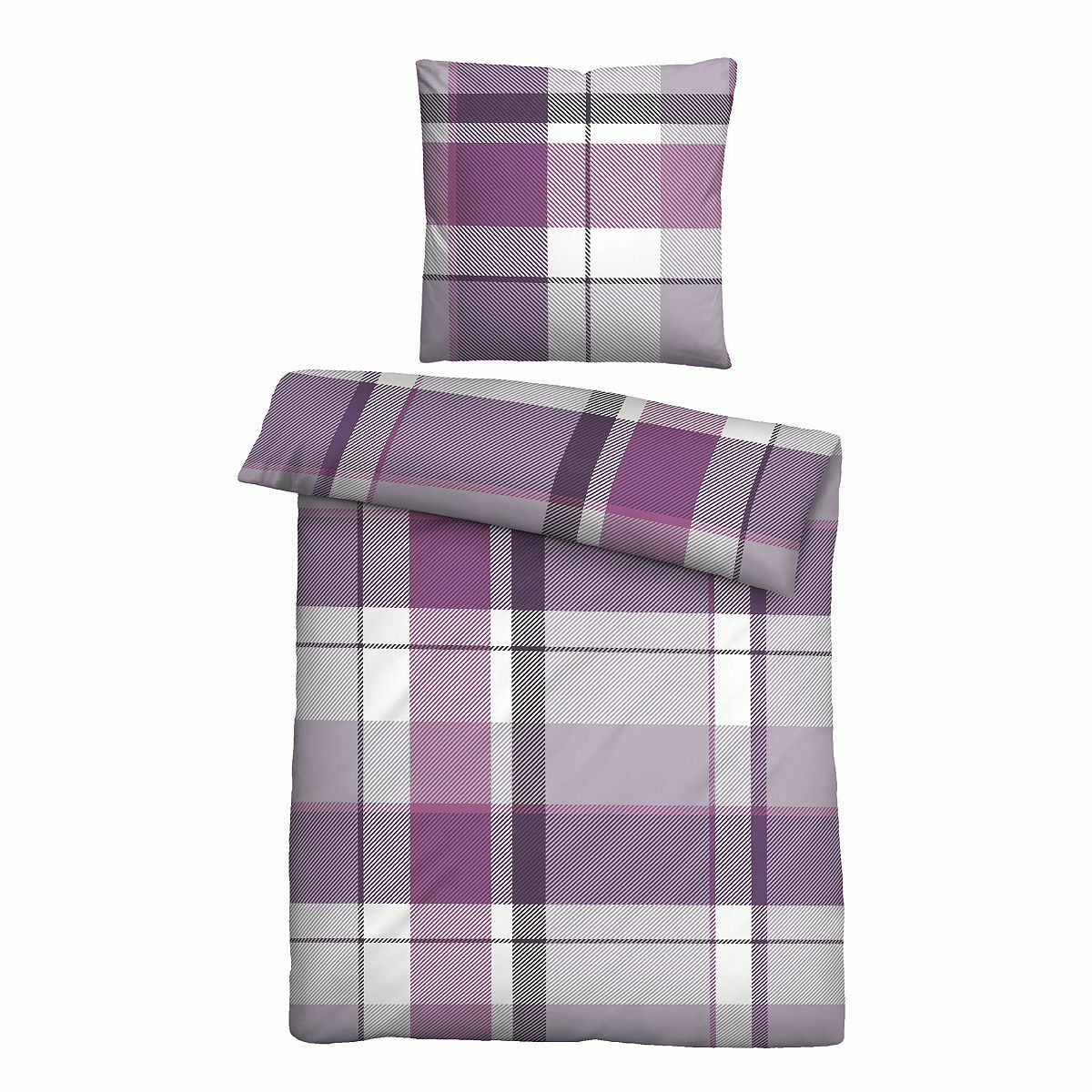 Bild 1 von biberna® Bettwäsche Karo-Design Baumwoll Feinbiber Einzelbett, 2tlg.