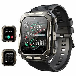 Blackview Smartwatch Herren, Fitnessuhr mit Bluetooth Anruf Sprachassistent, 1,83'' HD-Touchscreen, IP68 Wasserdicht, Sportuhr, 123 Sportmodi, Pulsmesser, Schlafmonitor, Schrittzähler, für iOS/Andr