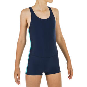 Badeanzug Shorty Mädchen - Vega marineblau Blau