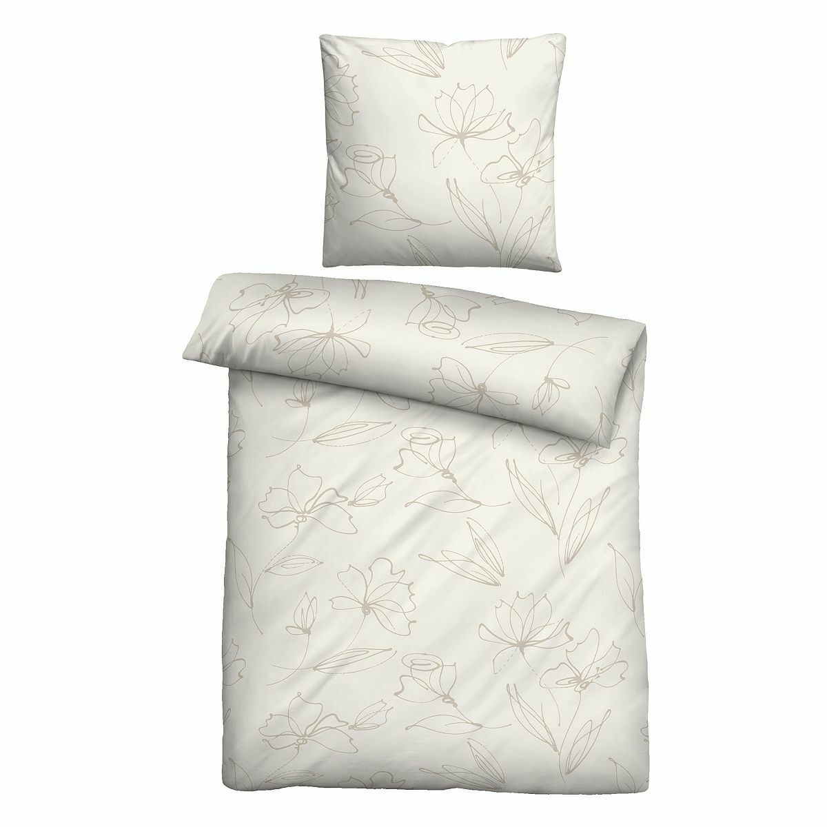 Bild 1 von biberna® Bettwäsche stilisierte Blumen Mako-Satin Einzelbett, 2tlg.
