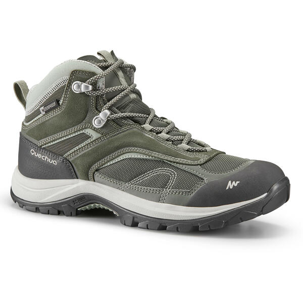 Bild 1 von Wanderschuhe Damen halbhoch wasserdicht Bergwandern - MH100 khaki Grün|khaki