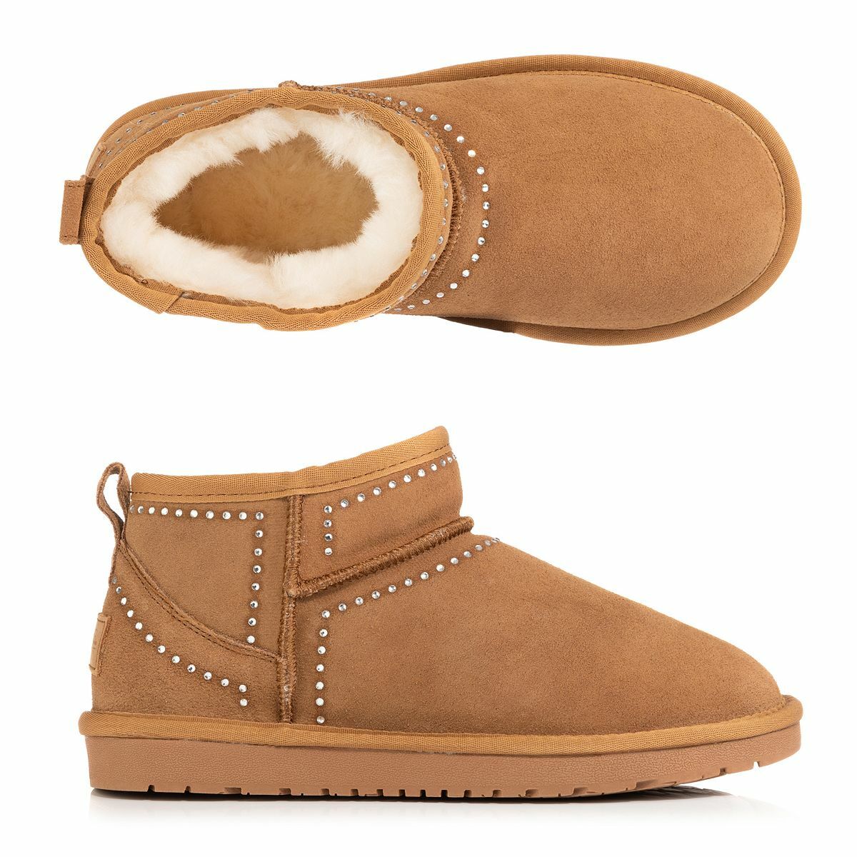 Bild 1 von DINE `N` DANCE Damen-Stiefelette Veloursleder Schlupfschuh Lammfellfutter