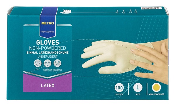 Bild 1 von METRO Professional Einmal-Latexhandschuhe ungepudert Gr. L - 100 Stück