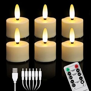 yunsheng 12 Stück Wiederaufladbare LED Teelichter mit Fernbedienung Timer, Aufladbar Flammenlose Flackernde Kerzen, Warmweißes Licht, Halloween Weihnachten Hause Hochzeit Deko (mit 2 USB Ladekabel)