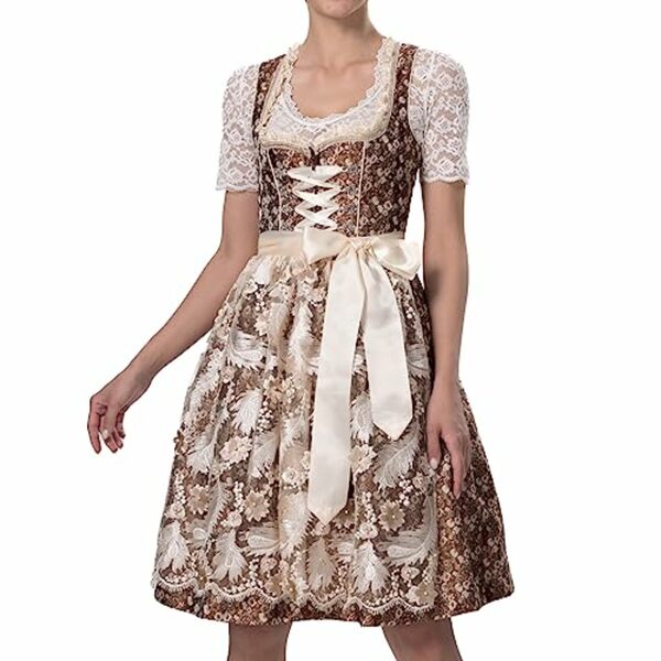 Bild 1 von Dirndlparty Dirndl Damen Midi 60cm Trachtenkleid mit Spitze