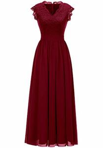 Dressystar Damen Ballkleid Maxi Lang Abendkleider Elegant für Hochzeit Spitzen Cocktailkeid