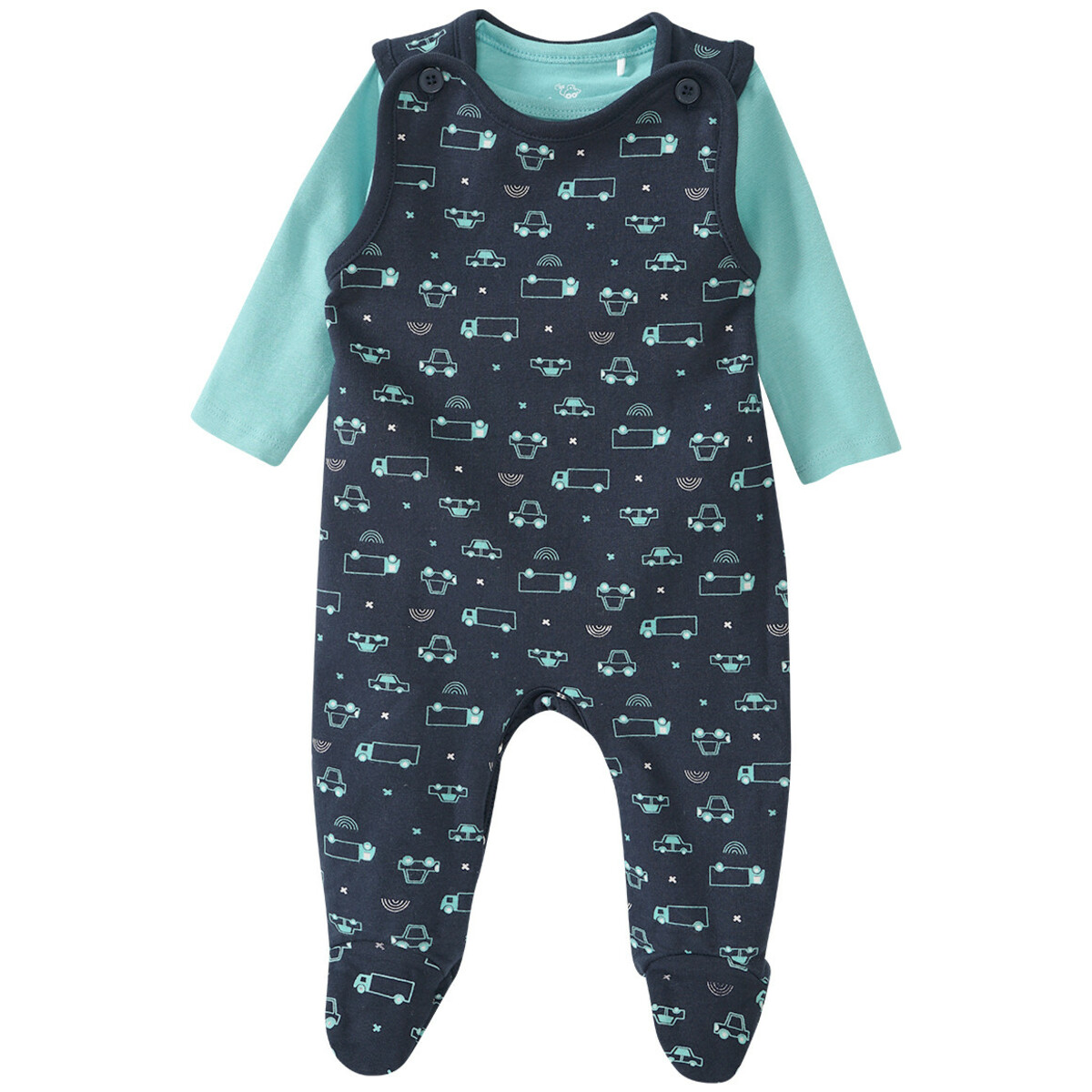 Bild 1 von Newborn Strampler und Langarmbody im Set DUNKELBLAU / TÜRKIS