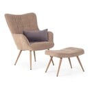 Bild 2 von HOMEXPERTS Ulla Hochlehnsessel mit Hocker, Cordstoff beige