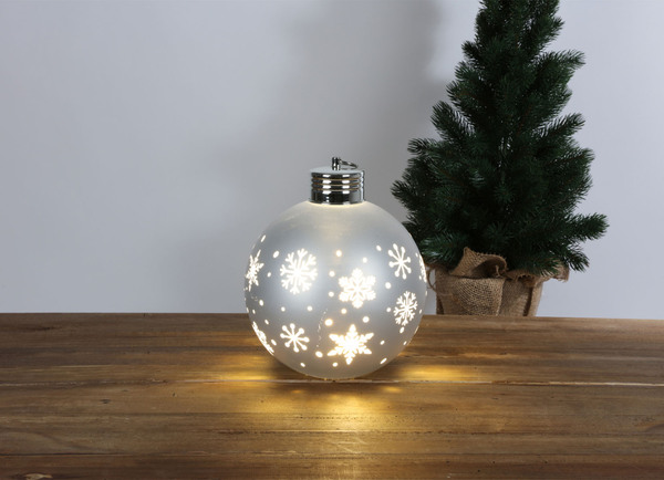 Bild 1 von LED-Weihnachtskugel aus Glas 20cm Silber