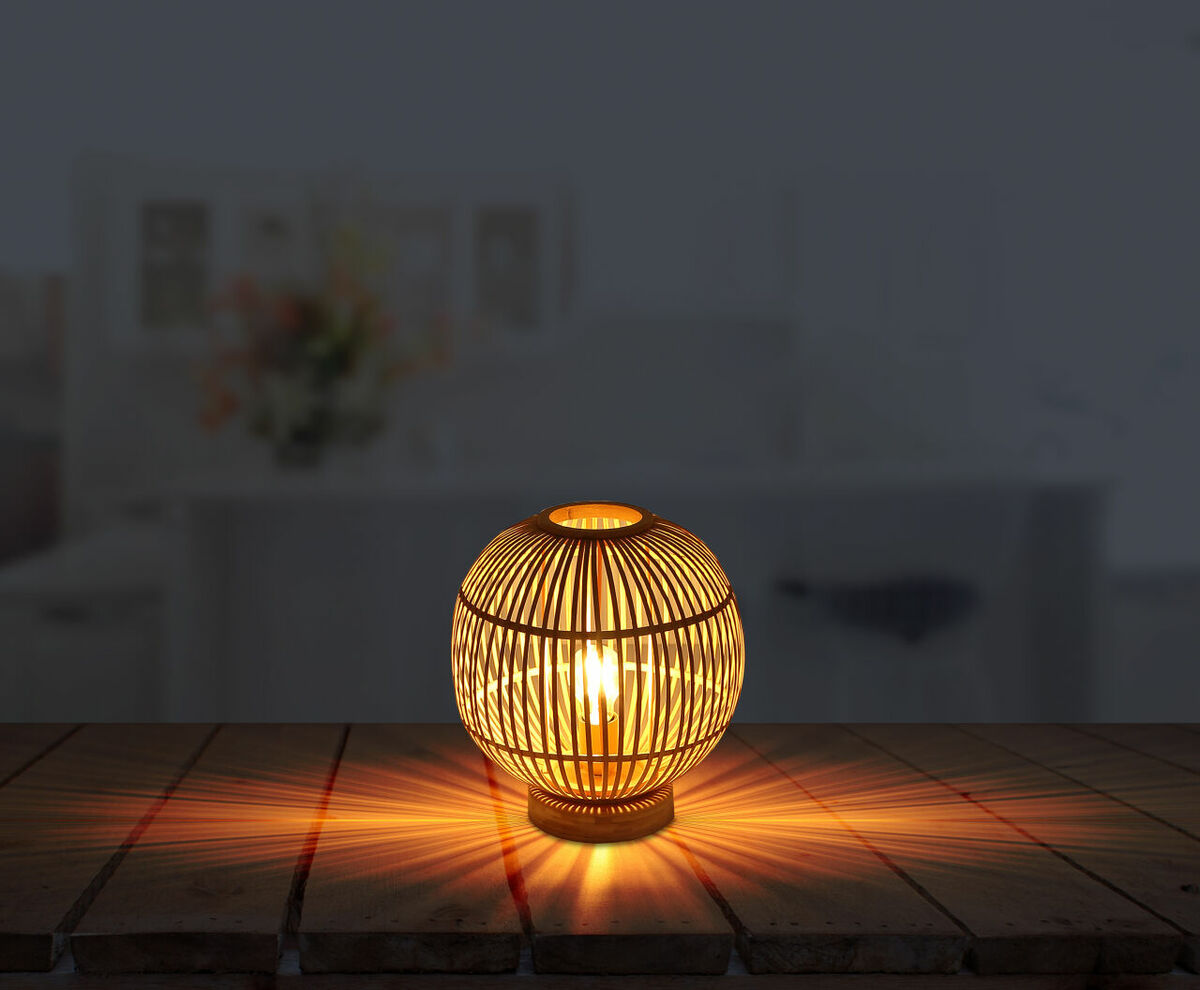 Bild 2 von Globo Lighting - HILDEGARD - Tischleuchte Bambus naturfarben, 1x E27