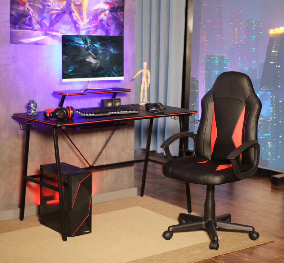 Bild 4 von Happy Home Gamingtisch mit Displayständer, Getränkehalter & 2 Aufbewahrungshaken