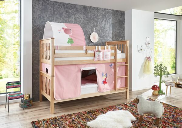 Relita Relita Etagenbett Kick Buche massiv natur lackiert mit Textilset best ...