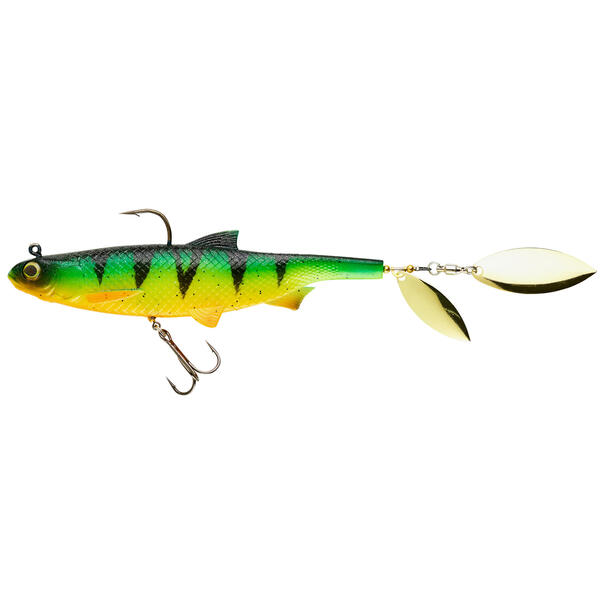 Bild 1 von Gummiköder Shad mit Spinnerblättern Roachspin 150 Firetiger Spinnfischen Gelb|grün|orange