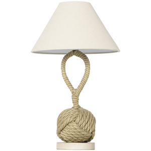 HOMCOM Tischlampe Maritimes Design Nachttischlampe mit Hanfseil Lampenschirm aus Leinen Lampe 40 W f