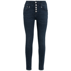 Damen Slim-Jeans mit Knopfleiste DUNKELBLAU