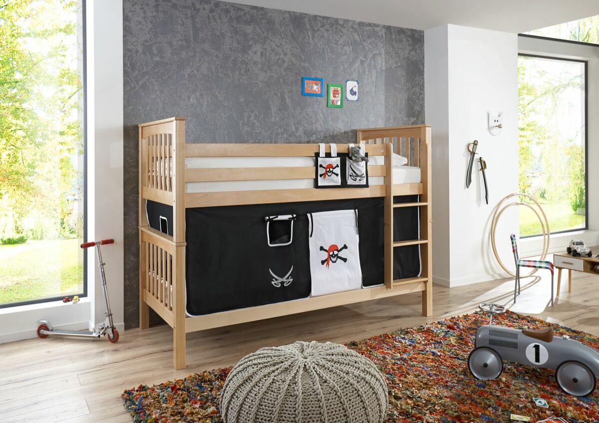 Relita Relita Etagenbett Kick Buche massiv natur lackiert mit Textilset best ...