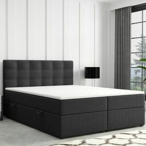 Boxspringbett ROM mit Bettkasten 180 x 200 cm Webstoff Schwarz Bett Bettkasten