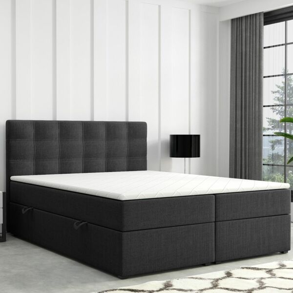 Bild 1 von Boxspringbett ROM mit Bettkasten 180 x 200 cm Webstoff Schwarz Bett Bettkasten