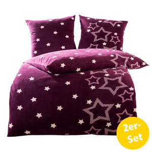Dreamtex Nicki-Bettwäsche "Sterne" - ca. 135 x 200 cm, Orchidee, 2er-Set