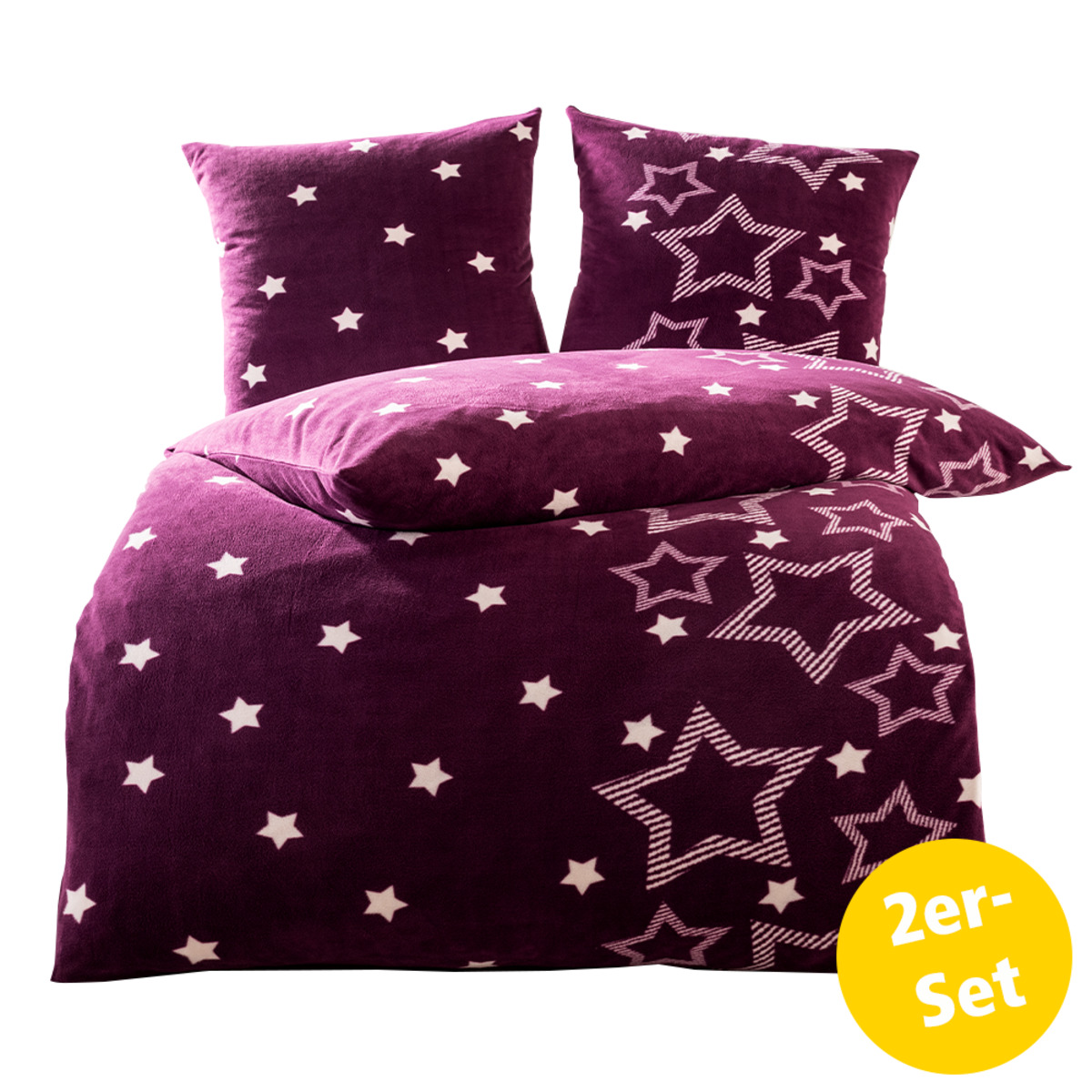 Bild 1 von Dreamtex Nicki-Bettwäsche "Sterne" - ca. 135 x 200 cm, Orchidee, 2er-Set