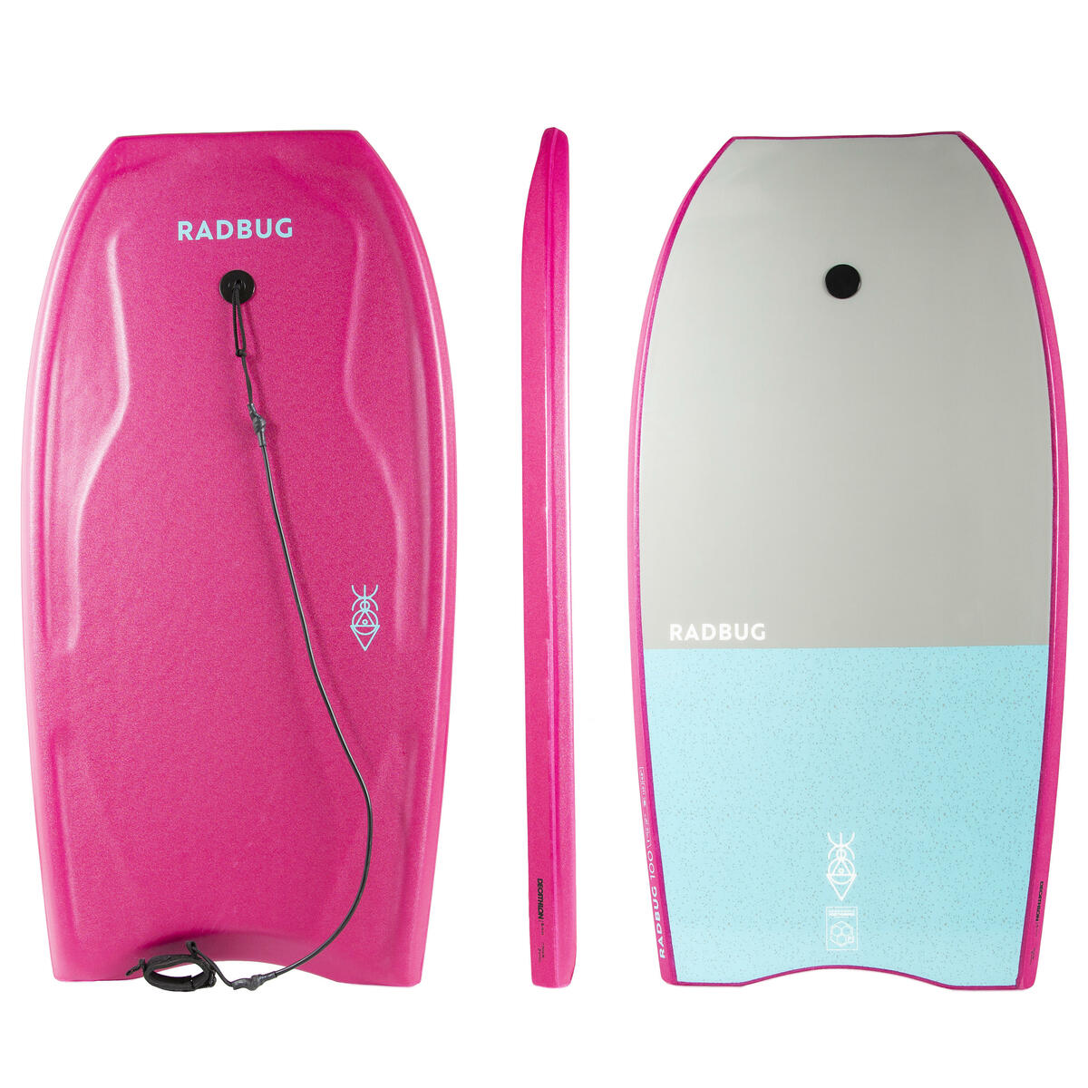 Bild 1 von Bodyboard 100 mit Handgelenk-Leash rosa Rosa