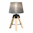 Bild 4 von HOMCOM Tischleuchte Tischlampe Nachttischlampe E27 Leinenoptik, Kiefer+Polyester, 24x24x45cm
