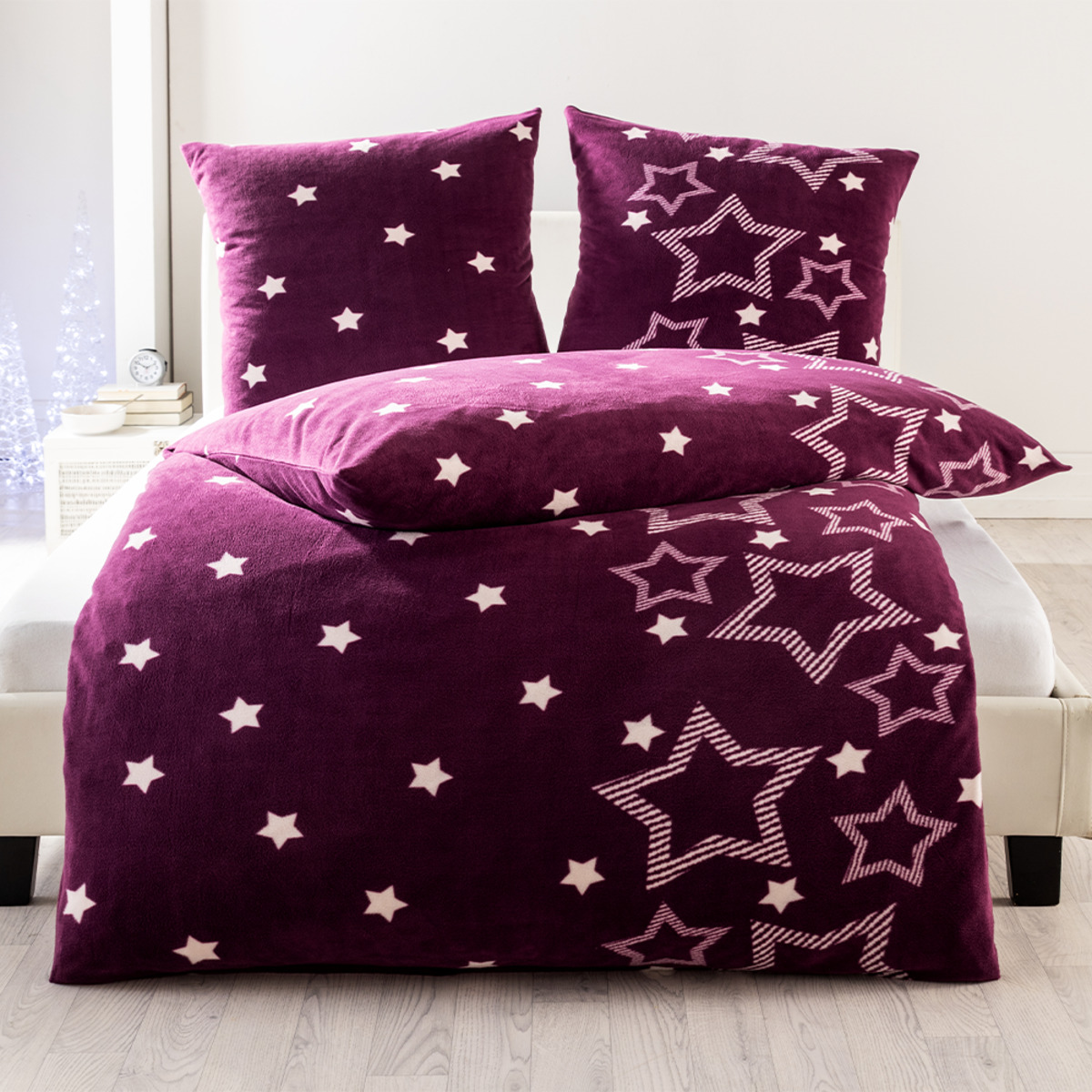Bild 2 von Dreamtex Nicki-Bettwäsche "Sterne" - ca. 135 x 200 cm, Orchidee, 2er-Set