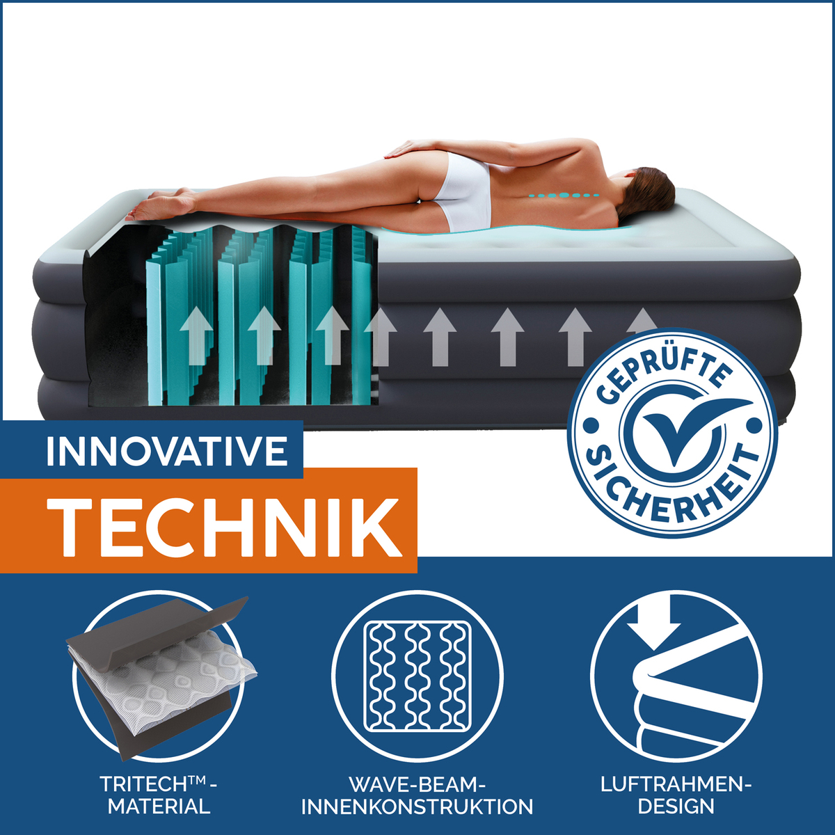 Bild 2 von Sealy TriTech™ Luftbett integrierte Luftpumpe selbst aufblasend  203 x 152 x 46 cm Gästebett