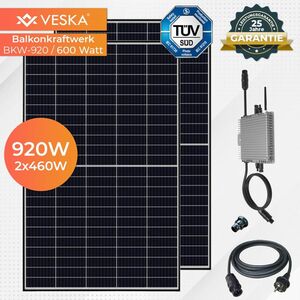 VESKA Balkonkraftwerk 920 W / 600 W Photovoltaik Solaranlage Steckerfertig WIFI Smarte Mini-PV Anlag