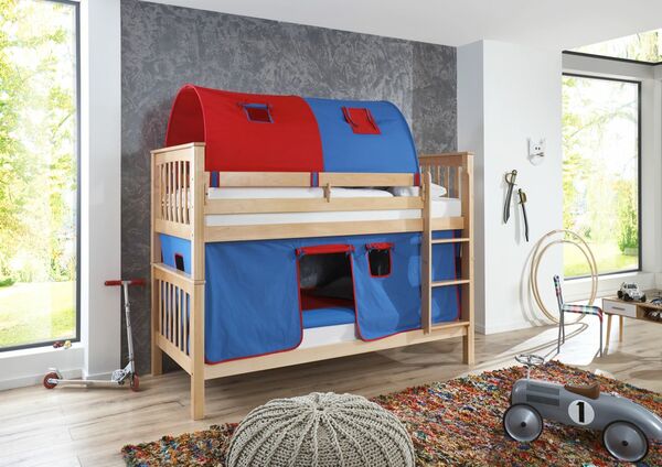 Relita Relita Etagenbett Kick Buche massiv natur lackiert mit Textilset best ...