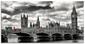 Artland Glasbild "London Westminster Bridge & Red Buses", Großbritannien, (1 St.), in verschiedenen Größen