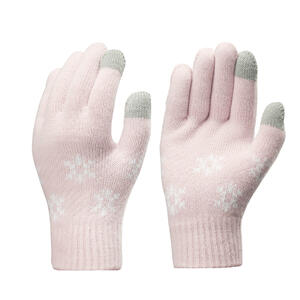 Handschuhe Winterwandern SH100 Taktil Strickmaschen Kinder 4–14 Jahre Rosa|weiß