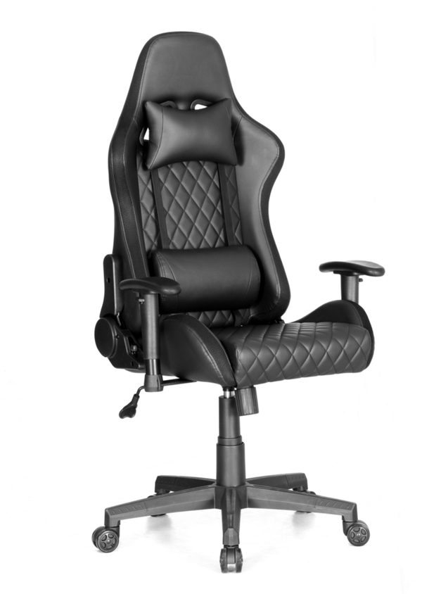 Bild 3 von Happy Home gepolsterter Gamingsessel mit Kissen & verstellbare Armlehne, schwarz